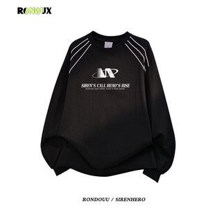 美式复古oversize潮牌三条杠长袖t恤男女纯棉宽松hiphop街舞上衣