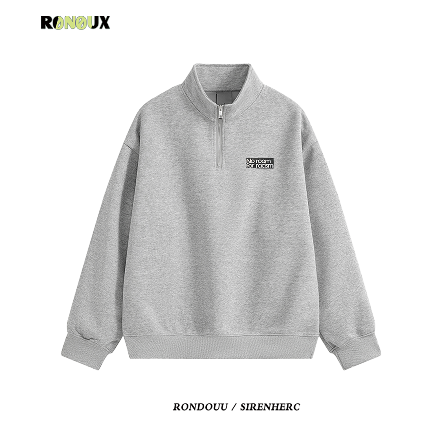 美式复古潮牌嘻哈运动半拉链立领卫衣外套男女加绒宽松慵懒风上衣