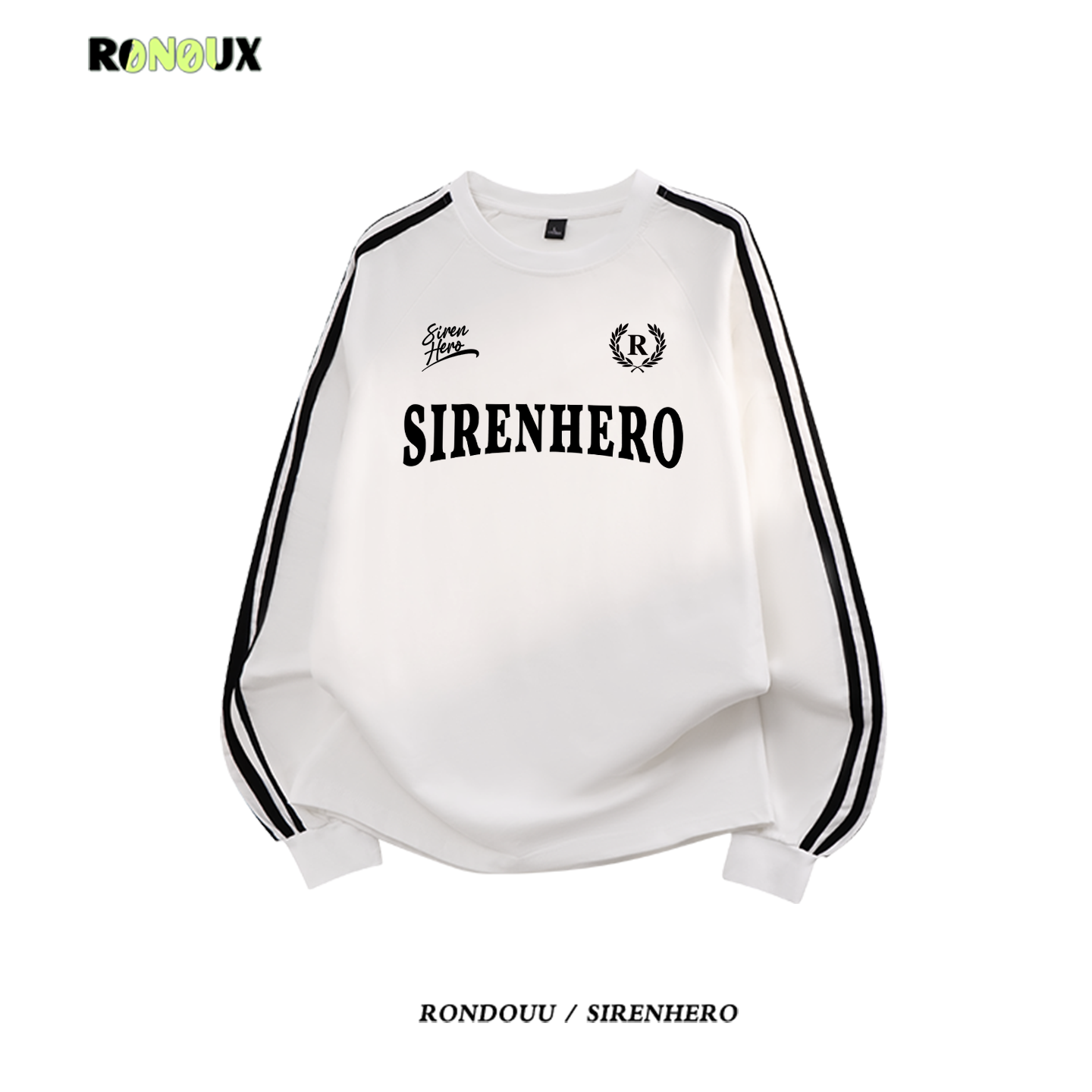 美式复古三条杠长袖t恤男女纯棉宽松慵懒风设计感潮牌hiphop上衣