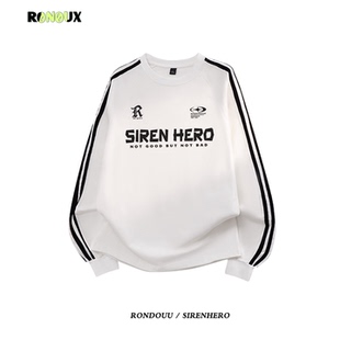 美式复古三条杠长袖T恤男女纯棉重磅宽松情侣潮牌hiphop街舞上衣