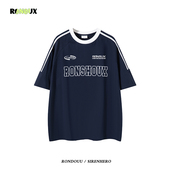 美式 复古重磅oversize短袖 t恤男女夏宽松情侣高街潮牌hiphop上衣