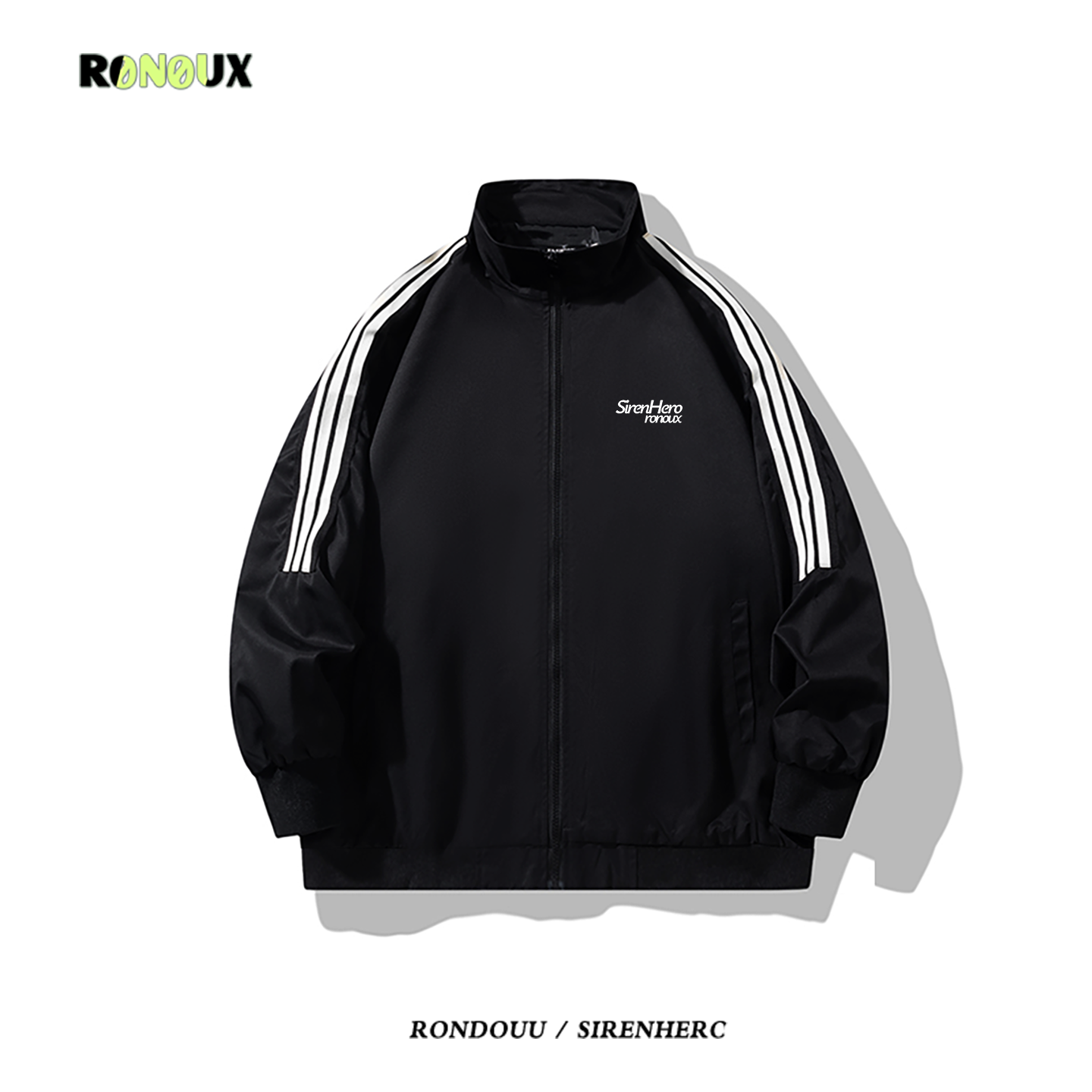 美式三条杠运动立领卫衣外套男女