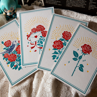 莎士比亚玫瑰贺卡 花菲令 绵纸凸版印刷明信片 情侣生日贺卡