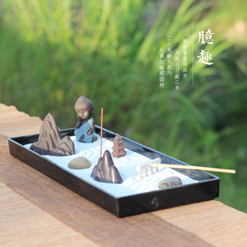 禅意茶桌书房软装沙盘日式枯山水