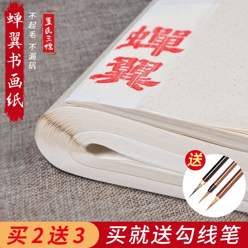 蝉翼熟宣城书画纸工笔画专用国画专用蝉衣纸四尺四开四尺整六尺整白描珠光云母书法临摹拷贝超薄扎花蝉翼熟纸