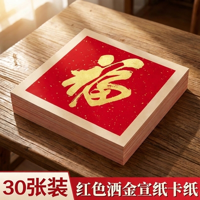 加厚万年红宣纸卡纸洒金半生熟