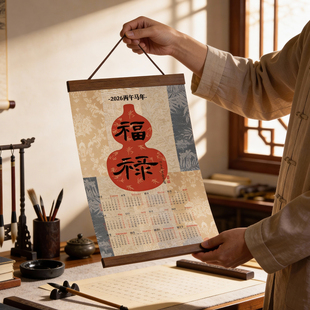 马年磁吸画夹挂历空白日历国潮葫芦宣纸软卡挂轴A4文创软卡日历摆台书法摆台免装裱半生熟加厚毛笔书法作品纸