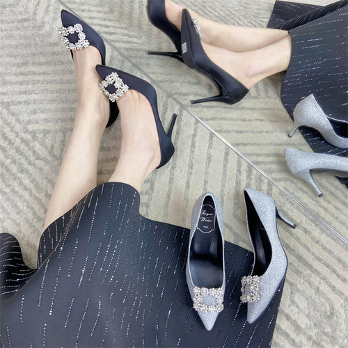 rv金闪闪水钻高跟单鞋