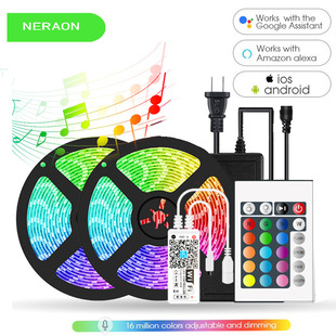 5050 智能语音防水灯条 RGB WIFI灯带套装 10米防水七彩 5米 300灯