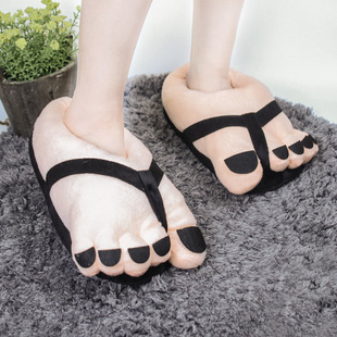 现货冬季男女士可爱五指脚趾头大脚丫卡通厚底全包跟棉拖鞋情侣款