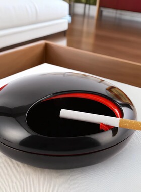 旋转烟灰缸带盖创意防飞灰家用客厅办公室广告礼品 仿瓷烟缸