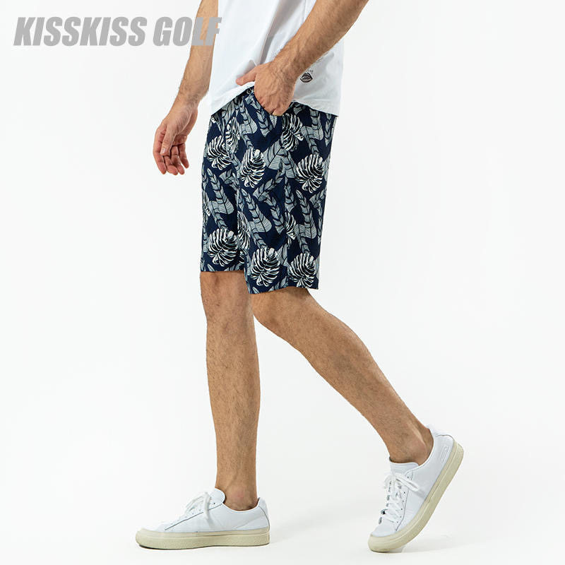 KISSKISSGOLF高尔夫男裤热带风印花中裤户外运动休闲短裤五分裤