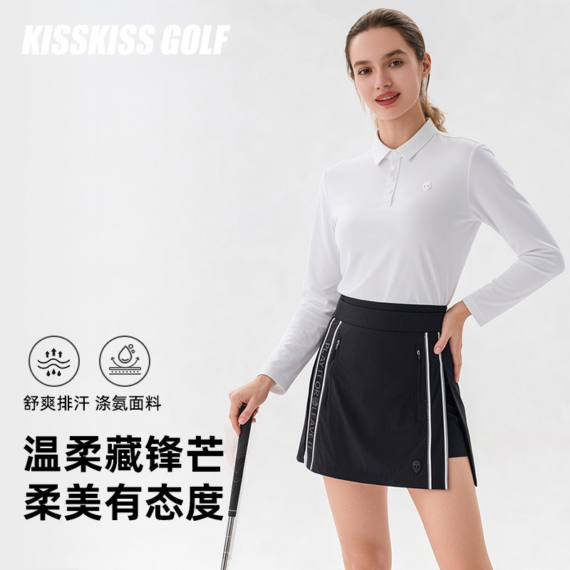 高尔夫女装印花长袖T恤秋冬