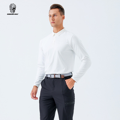 KISSKISSGOLF高尔夫服装男秋冬季新长袖翻领T恤运动休闲透气时尚