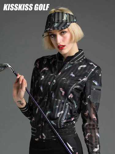 KISSKISSGOLF女装印花防晒夹克高尔夫户外运动休闲时尚透气外套