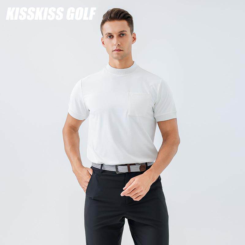 KISSKISSGOLF男高尔夫短袖T恤速干透气运动休闲印花小高领上衣夏