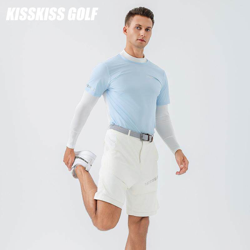KISSKISSGOLF男高尔夫服装速干透气运动休闲假两件防晒小高领T恤