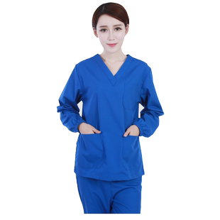立恩之诺纯棉韩版洗手衣手术衣刷手服口腔药店医生工作服套装V领