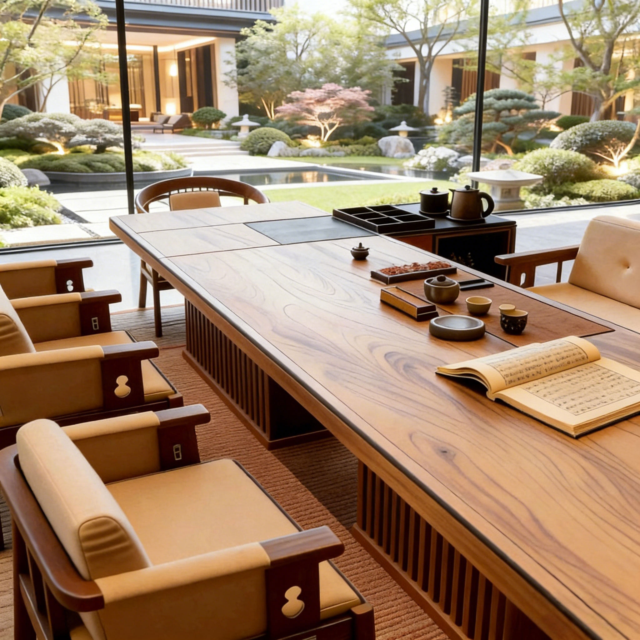 新中式黑胡桃白蜡木茶桌椅组合2026客厅酒店办公室民宿实木茶台,住宅家具,家用茶台/茶桌,淘宝优惠券,粉丝福利购,淘宝优惠卷