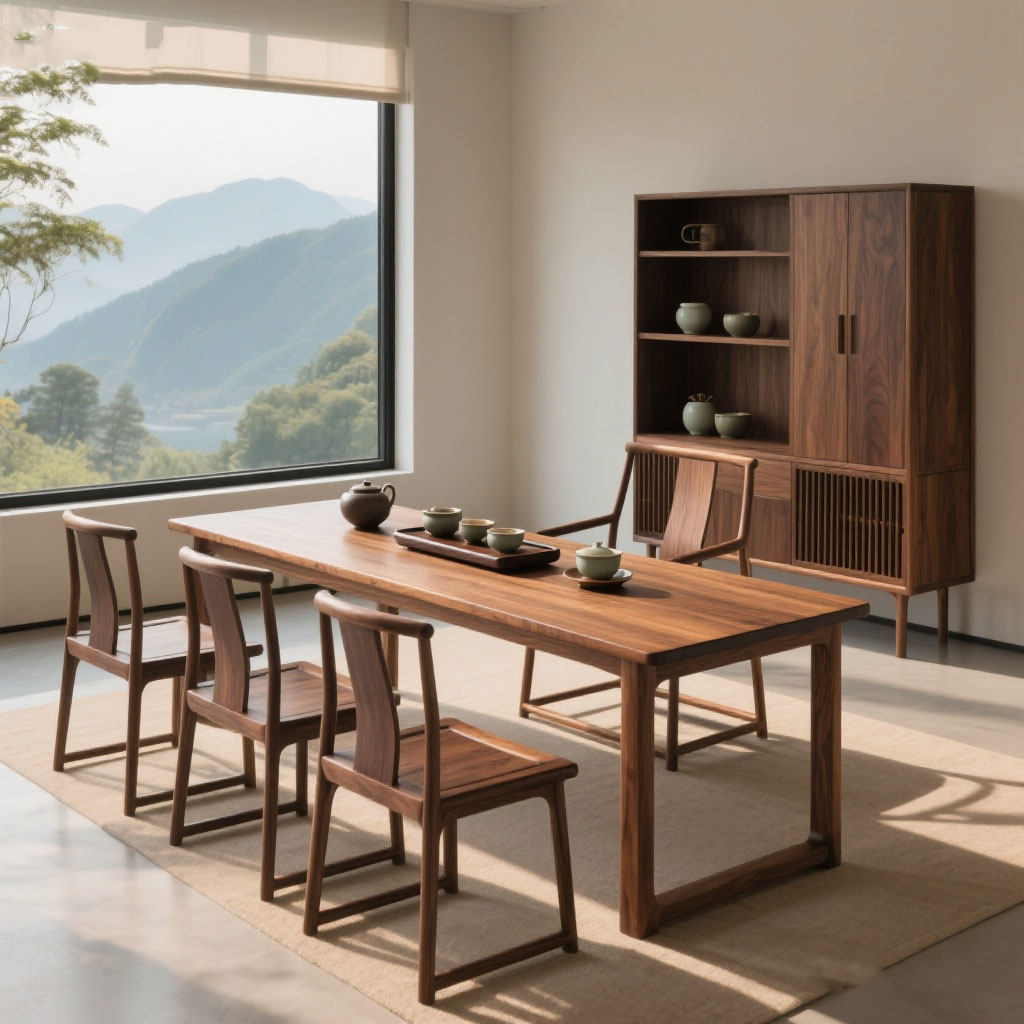 新款飘窗茶台现代简约黑胡桃木椅组合家用小户型实木阳台茶桌,住宅家具,家用茶台/茶桌,淘宝优惠券,粉丝福利购,淘宝优惠卷