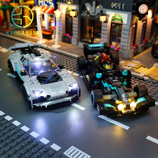 KY可匀适用于乐高76909梅赛德斯奔驰跑车LED积木玩具灯饰灯光灯组