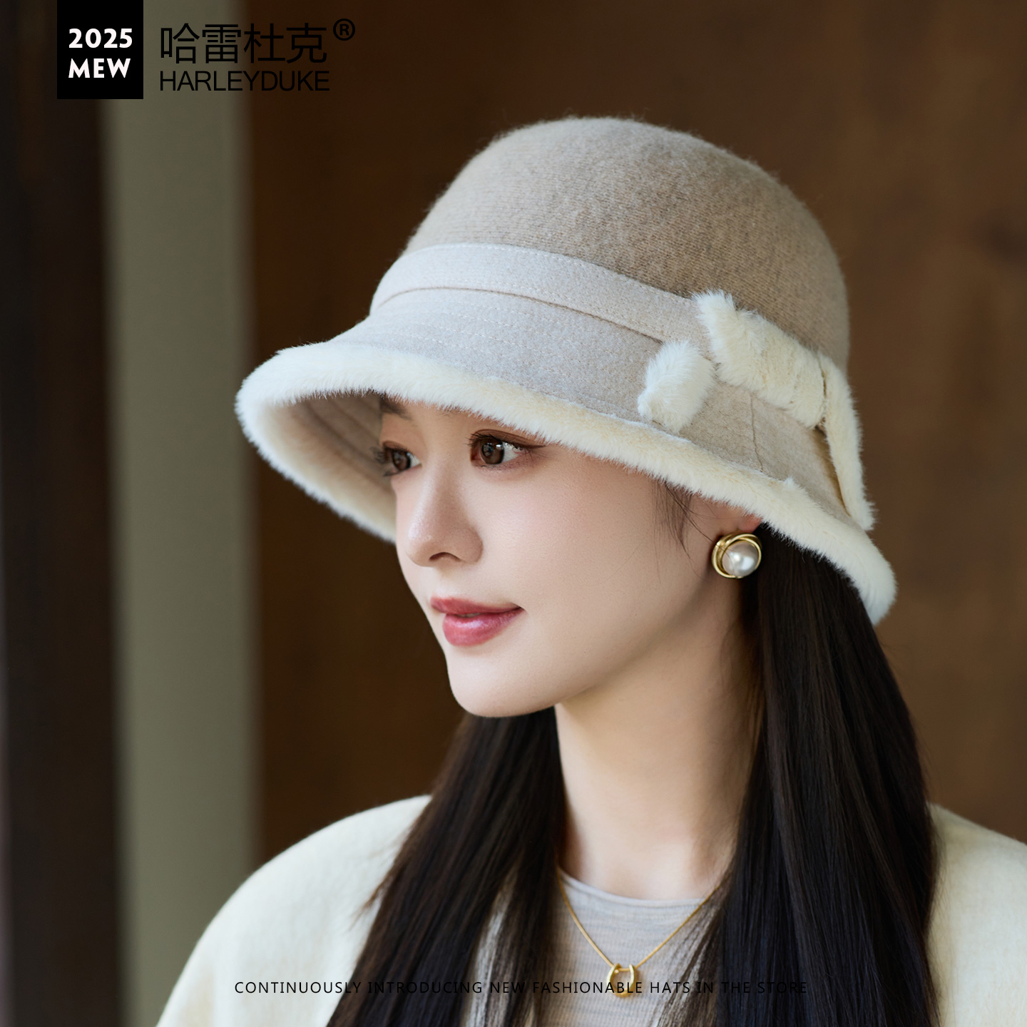 秋冬天加绒保暖渔夫帽针织拼接款