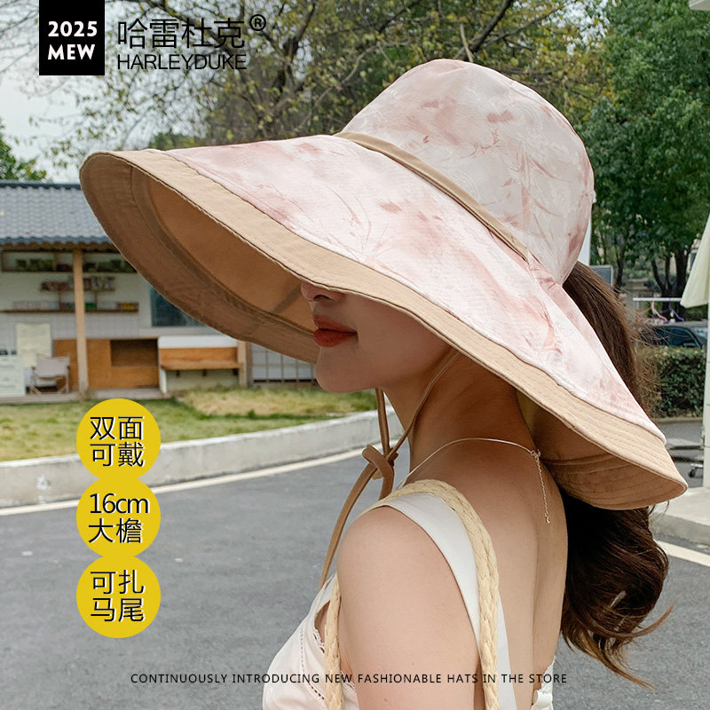 双面可戴大帽檐遮全脸防晒帽子女