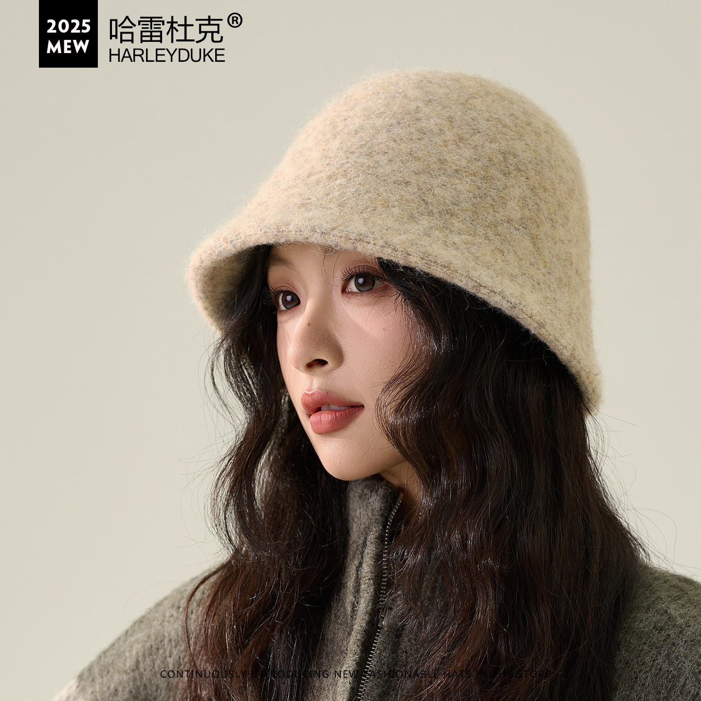 秋冬新款针织毛线水桶帽子女保暖