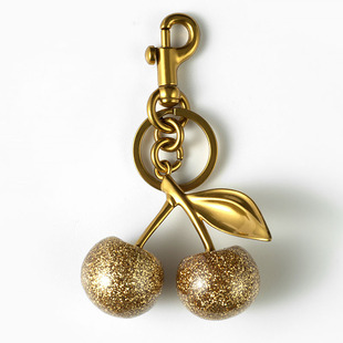 金色树脂樱桃挂饰适用coach包包挂件女可爱钥匙扣精致水果小饰品