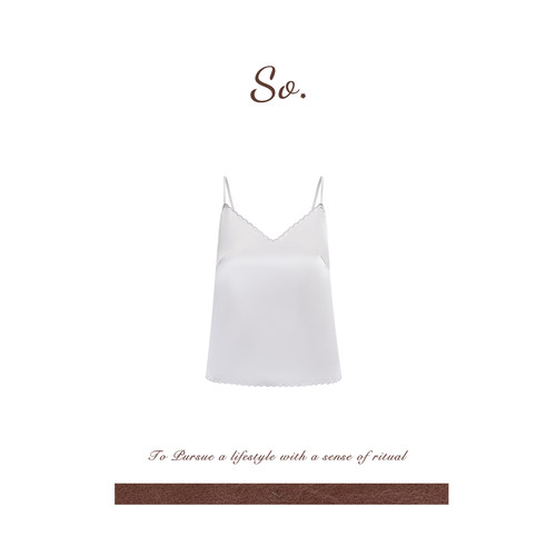 SO 26ss法式高级精致感绣花花边双色内搭上衣醋酸光泽V领吊带背心