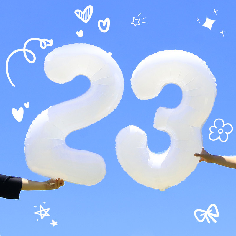数字气球生日数字32岁气球生日气球数字气球拍照道具白色大太阳花