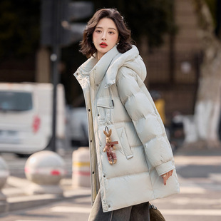 羽绒服女中长款2025冬季新款小个子宽松时尚白鸭绒加厚外套HF8969