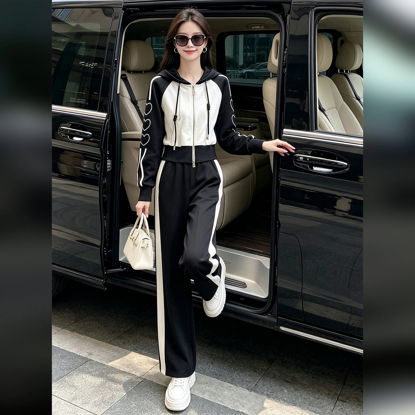 时尚休闲运动套装女2026春秋季新款韩版洋气显瘦收腰卫衣两件套潮