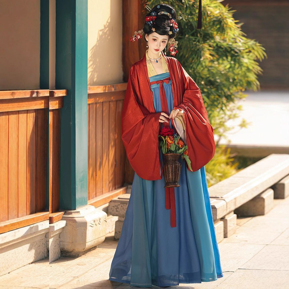 原创汉服女2025新款春秋款唐制法门寺披衫齐胸吊带裙复原日常