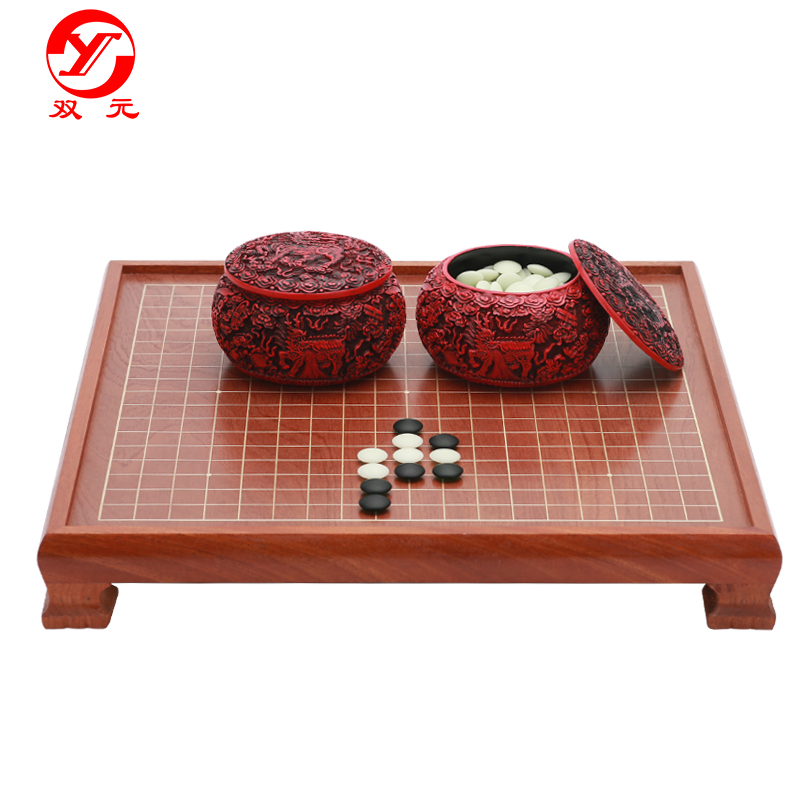 双元仿旧麒麟雕漆花梨木棋桌