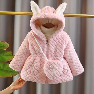 婴儿童加绒毛毛衣外套女童加厚棉服女宝宝冬季外出棉袄新款秋冬装