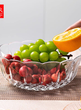 RCR意大利进口客厅家用水果盘轻奢高档零食糖果兜水晶玻璃果盘