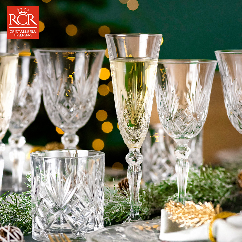 旋律款刻花玻璃杯高脚杯RCR家用