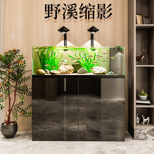 2025新款森森原生态溪流缸 客厅造景大中型合金超白玻璃底滤鱼缸