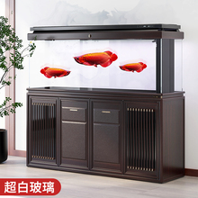 2024新款森森至臻新中式超白玻璃底滤鱼缸客厅大型生态底水族箱