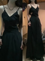 Черное летнее платье, приталенный сексуальный корсет, длинная юбка