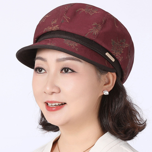 妈妈帽子女士春夏天薄款鸭舌帽休闲时装帽中老年布帽老年人奶奶帽