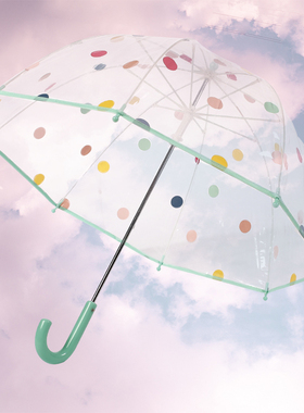 儿童夏季雨伞女童宝宝波点可爱透明小学生拍照轻便可爱透明儿童伞