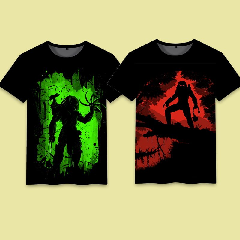 铁血战士异形联名cos动漫电影周边衣服男生短袖夏季大童休闲T恤衫