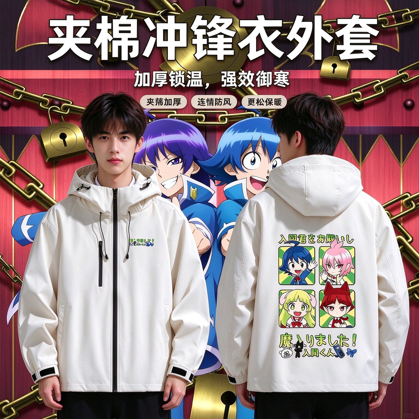 连帽秋冬新款宽松防风冲锋衣