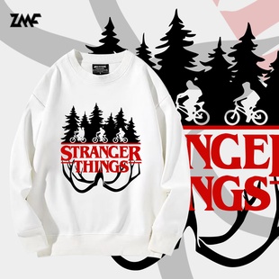 怪奇物语地狱火俱乐部stranger things宽松冬季圆领套头卫衣男女