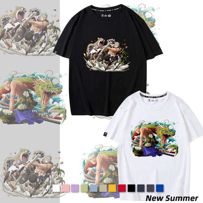 卡通贼海王动漫周边索隆短袖大码t恤男女同款宽松夏季学生潮半袖