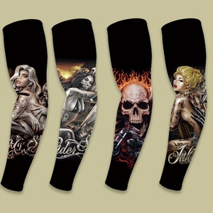 哈雷摩托车机车摩托骷髅头美女联名轻薄套指款户外防晒冰丝袖学生