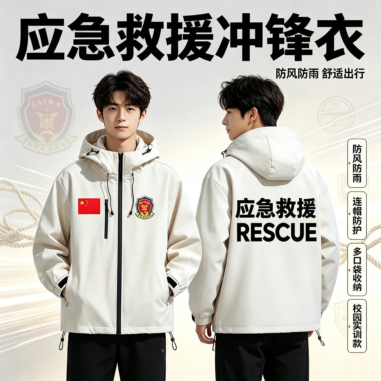 连帽秋冬新款宽松防风冲锋衣