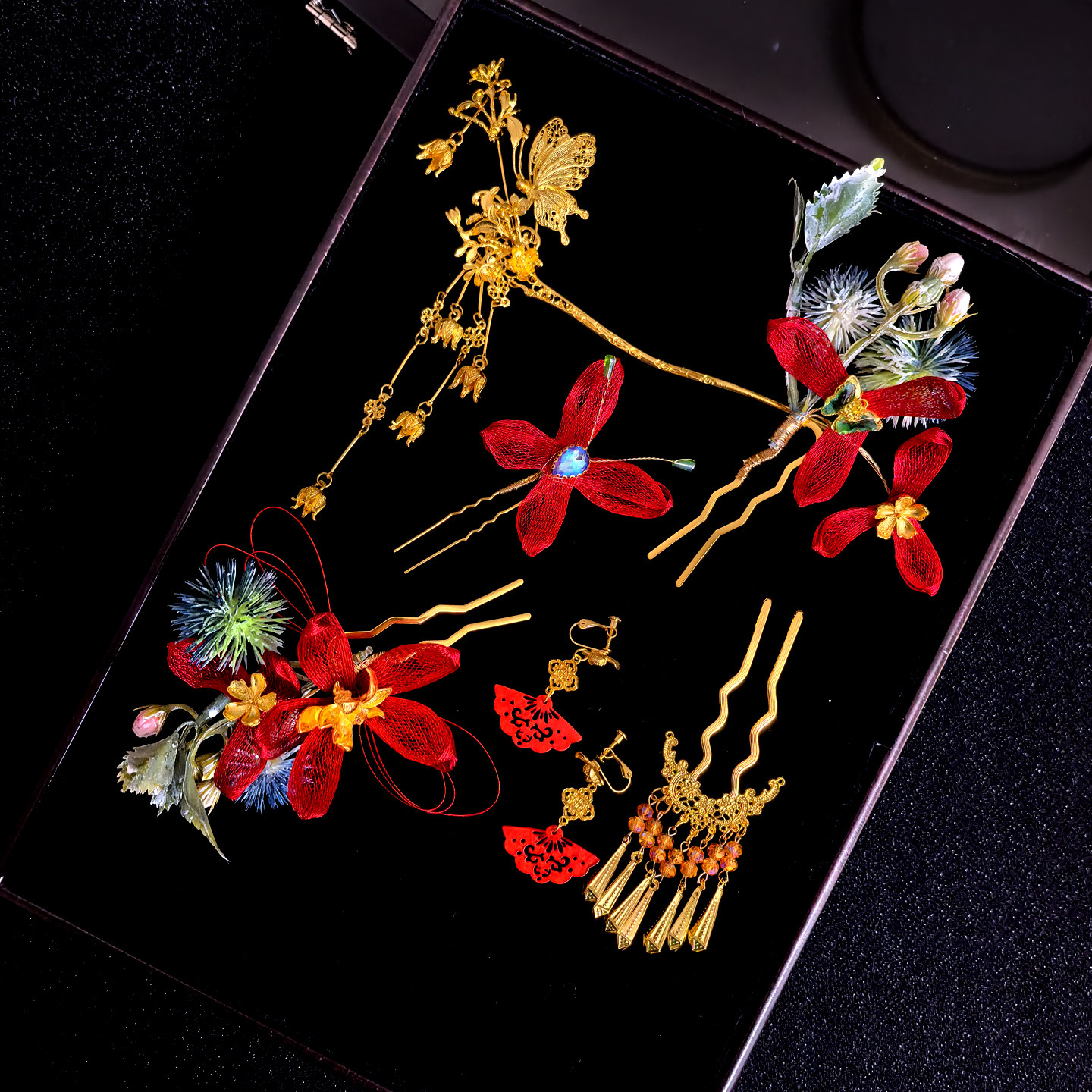 新中式新娘头饰红色秀禾服龙凤褂晨袍旗袍古风蝴蝶发饰发簪森系,饰品/流行首饰/时尚饰品新,发饰,淘宝优惠券,粉丝福利购,淘宝优惠卷